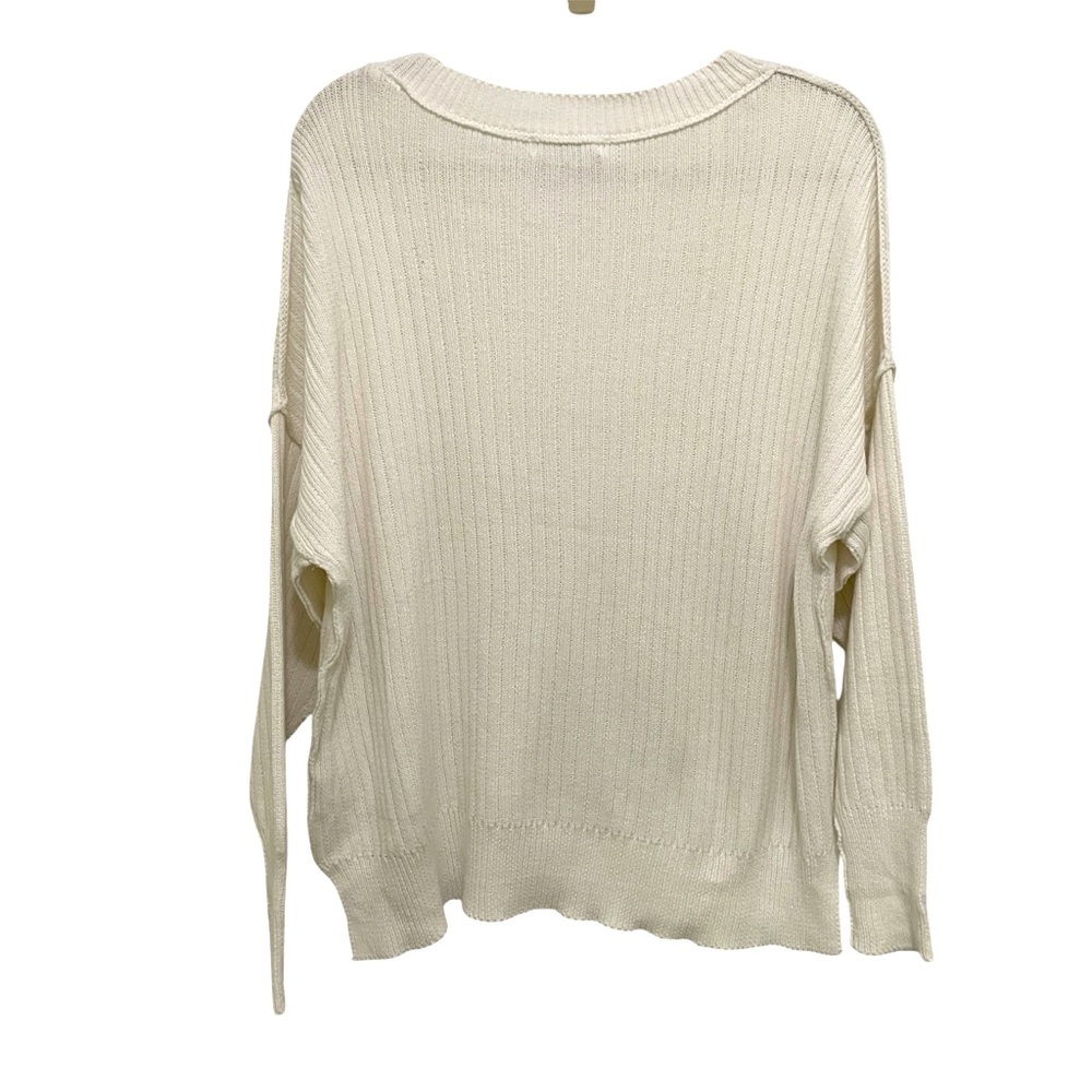 Miracle Crew Neck Cotton Sweater Womens M Relaxed Fit Cream NWT - Picture 2 of 10